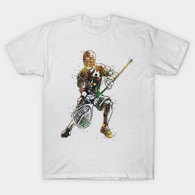 Boy Lacrosse Goalie Watercolor Gift T-Shirt by LotusGifts